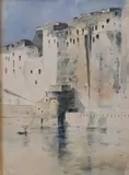 Childe Hassam, Old Fortress Naples, Watercolor on paper, laid on board Monogrammed lower left F.C.H
