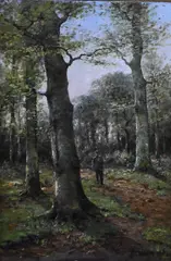 Cornelis Westerbeek, Forest Landscape with a Man and a Fiddle, Oil on canvas