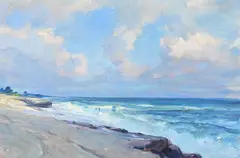 Florida Beach Seascape by Emile Albert Gruppe, Oil on canvas, offered Jan 2025