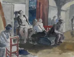 Maurice Brianchon, Interior scene, Watercolor gouache on paper
