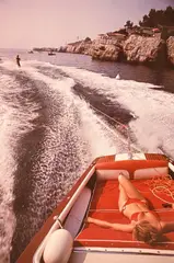 Slim Aarons, Leisure In Antibes, photograph reproduction on metal