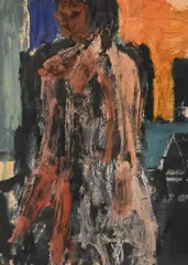 Leland Bell, Study of a Figure with their Back Turned, Mixed media, pastel, oil on paper