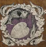 Ned Smyth, Untitled, Six Fish Swimming around a Lilypad, 1980, Acrylic on paper