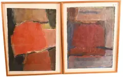 Untitled Red and Purple Abstract by Z. Dionisis, circa 1981, Acrylic on paper, offered Nov 2024