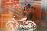Robert Rauschenberg, Women and Bike, National Gallery of Art Washington D.C., 1991, Screenprint on foil poster printed signature "Rauschenberg" across bottom center