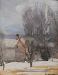 Ivan Summers, Ivan Summers (American 1889-1964) "Winter Sketch", Oil on board