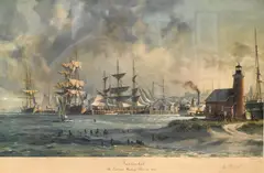 Nantucket The Celebrated Whaling Port in 1835 by John Stobart, 1974, lithograph, offered Oct 2024