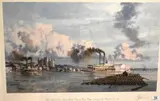 John Stobart, Baton Rouge: The Anchor Line Steam Packet 'City of Baton Rouge' arriving at the Riverfront in, 1881, lithograph