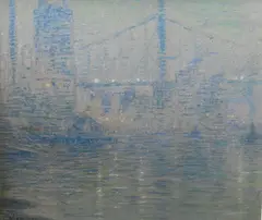 Eliot Candee Clark, Nocturne, East River, Pastel on paper