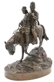 Albert Moritz Wolff, Cossack couple on horseback Patinated, bronze