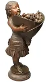 Nicolas Lecorney, Girl with braids holding a bouquet of flowers, 19th century Patinated, bronze