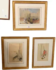 Margery Austen Ryerson, Rooftops of the City, Watercolor and gouache on paper
