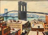 Max Kuehne, View of the Brooklyn Bridge, Oil on canvas