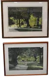 Harold Altman, Park with Woman on a Bench Offset, lithograph, printed in France by Atelier Desjobert
