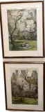 Harold Altman, Picnic at the Park, Spring Blossoms Offset, lithograph, printed in France by Atelier Desjobert