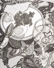 Jack Beal, Caviar, etching and aquatint on paper