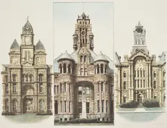 Richard Haas, Courthouses, 1976, color lithograph on paper