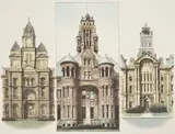 Richard Haas, Courthouses, 1976, color lithograph on paper