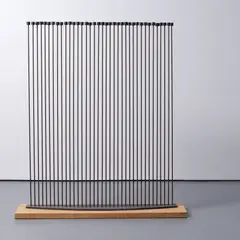 Val Bertoia, Untitled, 37 brass tops silvered to silicon-bronze rods, silvered to brass, oak base