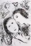 Marc Chagall, Le Couple Aux Anges, 1979, lithograph on Japon nacre paper