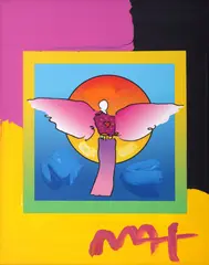 Peter Max, Angel With Sun On Blends, 2006, mixed media on lithograph