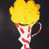 Donald Sultan, UNTITLED (Yellow Rose in Chinese Vase), 1998, screenprint in color on 300gm Archival Coventry rag paper
