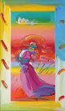 Peter Max, Walking In Reeds, mixed media on paper