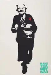 Bambi, MAKE TEA NOT WAR (Teal), screenprint on wove paper