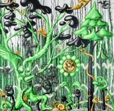 Kenny Scharf, FURUNGLE (Green), 2022, archival pigment ink print with silkscreened high gloss varnish and diamond dust on Innova