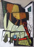 Ángel Botello, Las Hermanas, linocut with hand embellishments