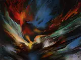 Leonardo Nierman, Biblical Fire, oil on board