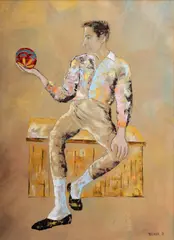 Leonardo Nierman, Man With A Ball, 1959, oil on canvas
