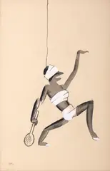 Paul Colin, Tennis On A Wire, 1929, lithograph and pochoir on tinted wove paper