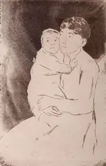 Mary Cassatt, NURSE AND BABY BILL (No. 2), 1889, soft ground etching and aquatint in sepia on Japan paper
