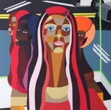 Derrick Adams, Where My Girls At?, 2024, 62-color screenprint on Lanaquarelle paper