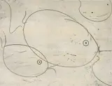 Max Ernst, POISSONS (Fish), 1967, etching and aquatint in three colors on Rives BFK paper