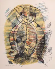 Max Ernst, Hibou-Arlequin, 1955, lithograph on River BFK paper