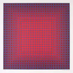 Compounded Red by Julian Stanczak, 1980, screenprint on paper, sold May 2026