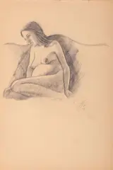 Bo Bartlett, Untitled, 1975, graphite on brown paper