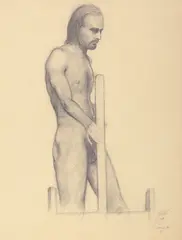 Bo Bartlett, Untitled, 1974, graphite on sepia-toned paper