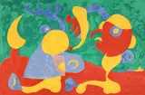 LES NOBLES A LA TRAPPE II (The Nobles At The Trapdoor II) by Joan Miró, 1966, lithograph on Arches paper, offered Feb 2026