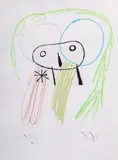 Joan Miró, Untitled, 1957, aquatint with hand-coloring in crayon on Rives BFK paper