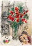 Marc Chagall, LES FLEURS ROUGE (The Red Flowers), 1973, lithograph on Arches paper