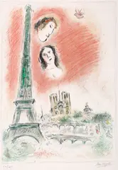 Le Reve De Paris by Marc Chagall, 1970, lithograph on Arches wove paper, sold Feb 2026