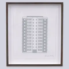 Apartment 2 by Julian Opie, 2021, woodcut on Somerset Velvet 300 gsm paper, offered Feb 2026