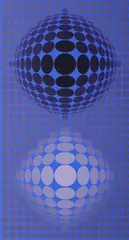 Victor Vasarely, Double Blue Squares (Vp 119), 1972, screenprint on paper