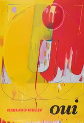 Oui (Xl) by Harland Miller, 2022, woodcut, hand-finished mixed media on paper, offered Feb 2026