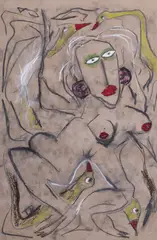 Thornton Dial, Sr., Odette, mixed media on paper