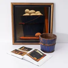 Ken Davies, White Eggs Plus, 1969, oil on masonite, wood (bucket)