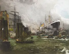 Luigi Kasimir, Hamburg, etching in colors